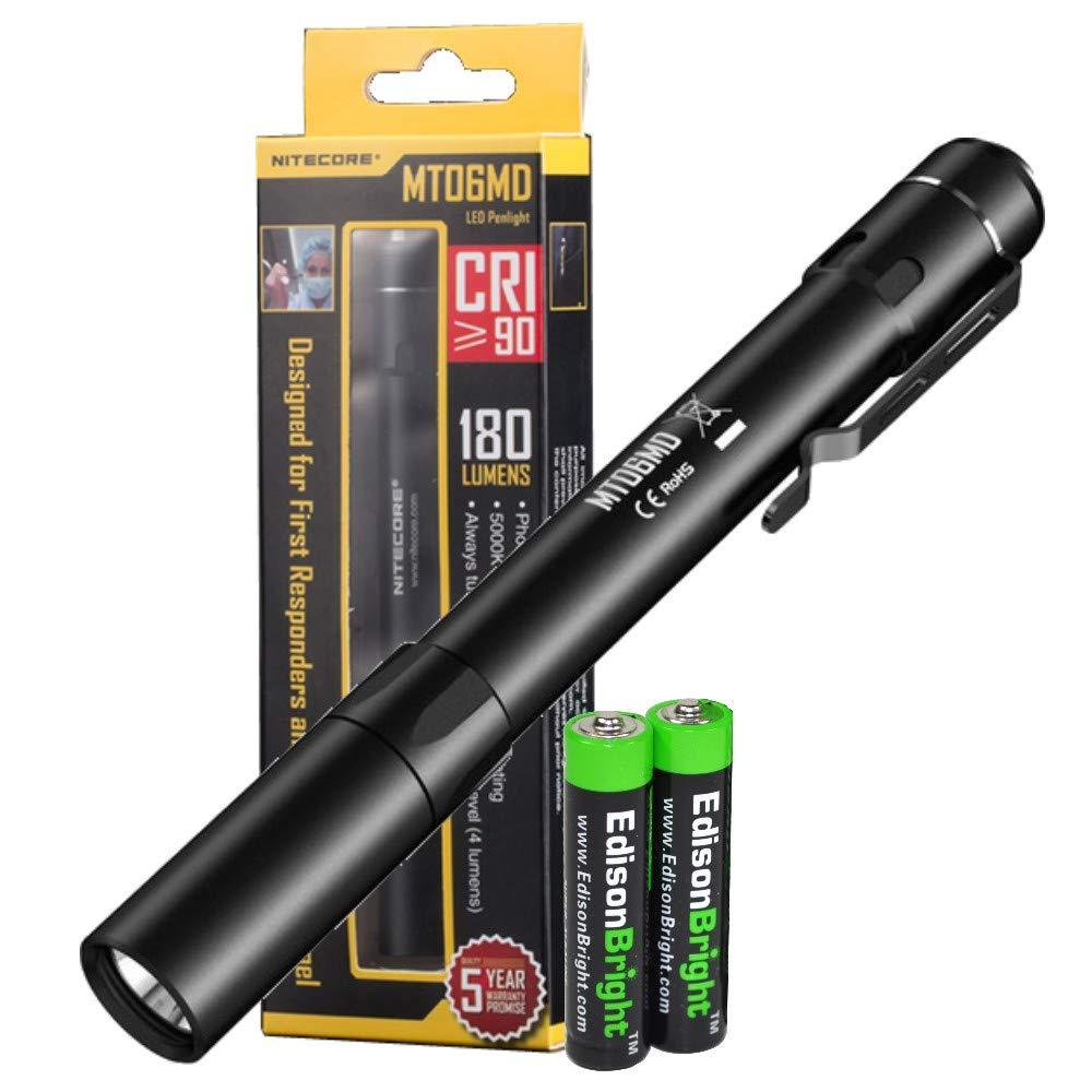 EdisonBright Nitecore MT06MD 180 Lumen Pen-Type LED Flashlight with 2 X AAA Batteries Bundle for Medical Professionals - NewNest Australia