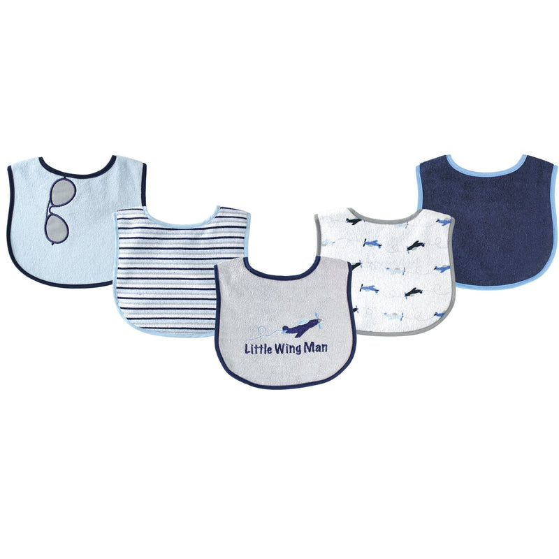 Luvable Friends Unisex Baby Cotton Terry Drooler Bibs with PEVA Back, Airplane, One Size - NewNest Australia