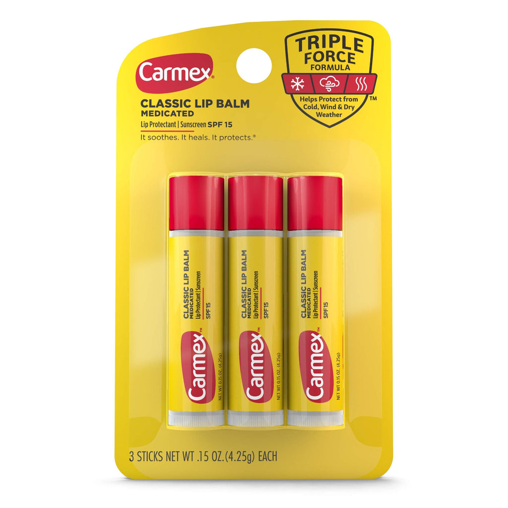 Carmex Medicated Lip Balm Sticks, Lip Moisturizer for Dry, Chapped Lips - 3 Count 3 Count (Pack of 1) - NewNest Australia