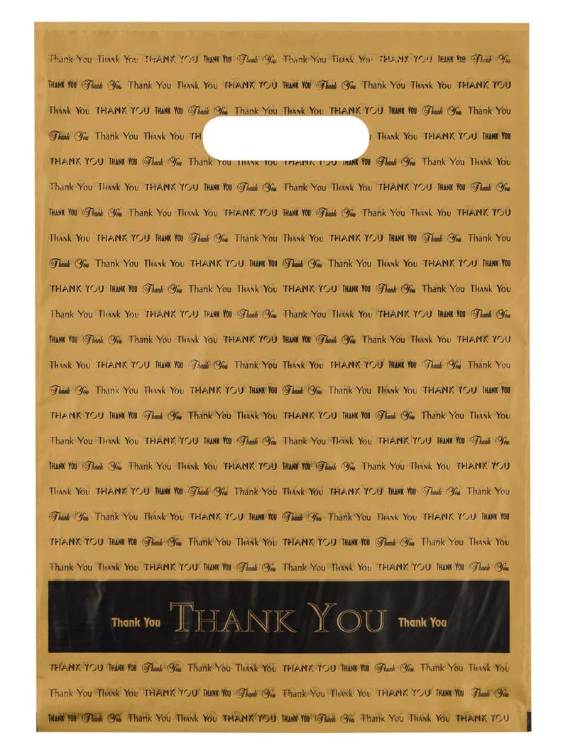 9x12 Gold"Thank You" Die Cut Handle Plastic Bags 50/cs - Bags Direct Brand - NewNest Australia