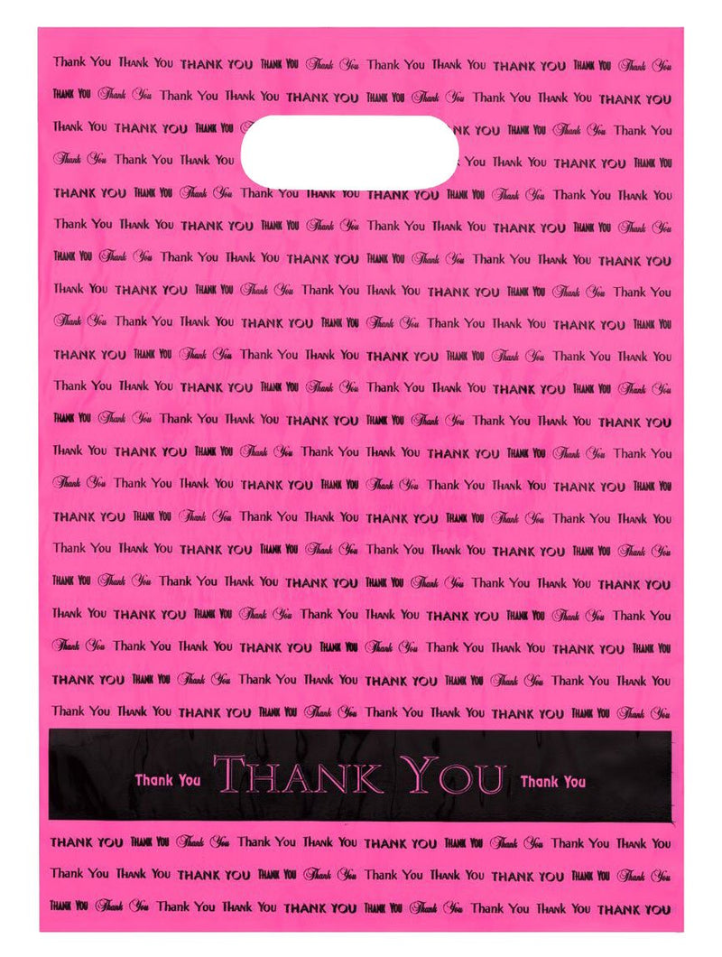 9x12 Hot Pink"Thank You" Die Cut Handle Plastic Bags 50/cs- Bags Direct Brand - NewNest Australia