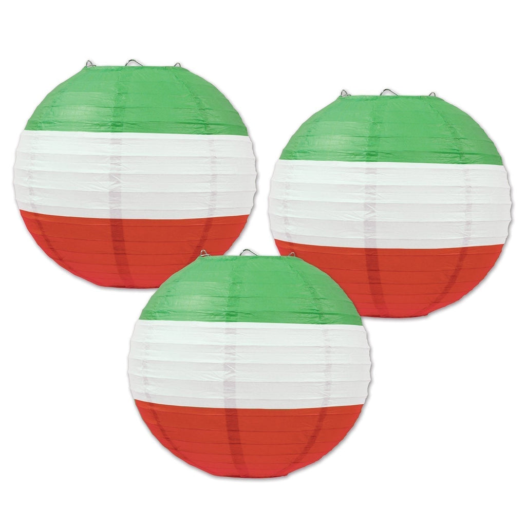 NewNest Australia - Beistle Paper Lanterns, 9 1/2-Inch, Red/White/Green 