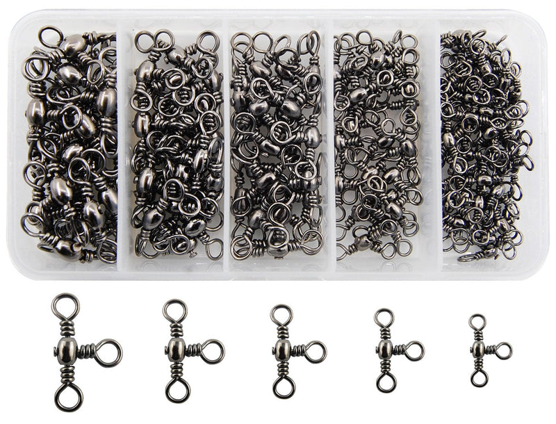 JSHANMEI Three 3 Way Cross-Line Barrel Fishing Swivels Set 120pcs Brass T-Shape Triple Swivel Connector Fast Rolling Swivels Fishing Tackle Accessories - NewNest Australia