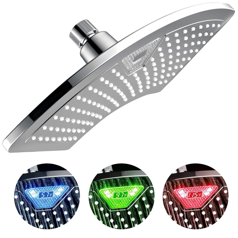 Dream Spa AquaFan 12 inch All-Chrome Rainfall-LED-Shower-Head with Color-Changing LED/LCD Temperature Display - NewNest Australia