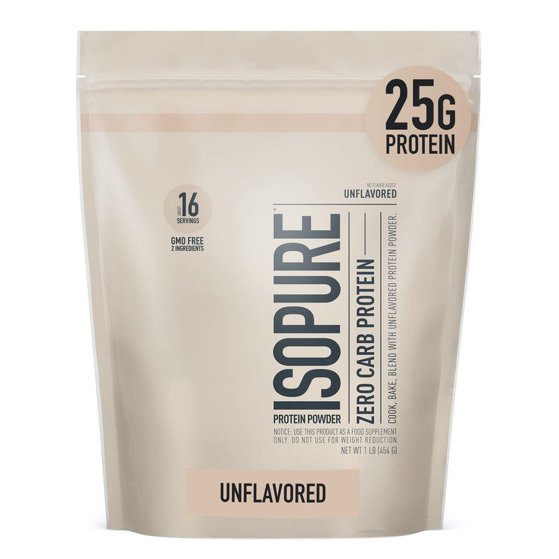Isopure Protein Powder, Whey Protein Isolate Powder, 25g Protein, Zero Carb & Keto Friendly, No Added Colors/Flavors/Sweeteners, Flavor: Unflavored 1 Pound (Packaging May Vary) 1 Pound (Pack of 1) - NewNest Australia