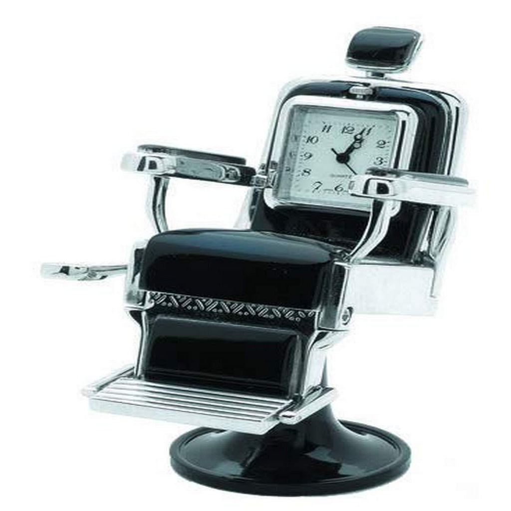 NewNest Australia - Sanis Enterprises Silver 1.5"x1.5"x3.5" Barber Chair Desk Clock 