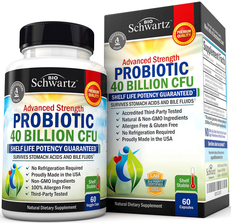 Probiotic 40 Billion CFU - Probiotics for Women & Men - Lactobacillus Acidophilus & Prebiotics - Digestive Health Capsules - Targeted Release Technology - Shelf Stable Supplement Non-GMO - 60 Count - NewNest Australia