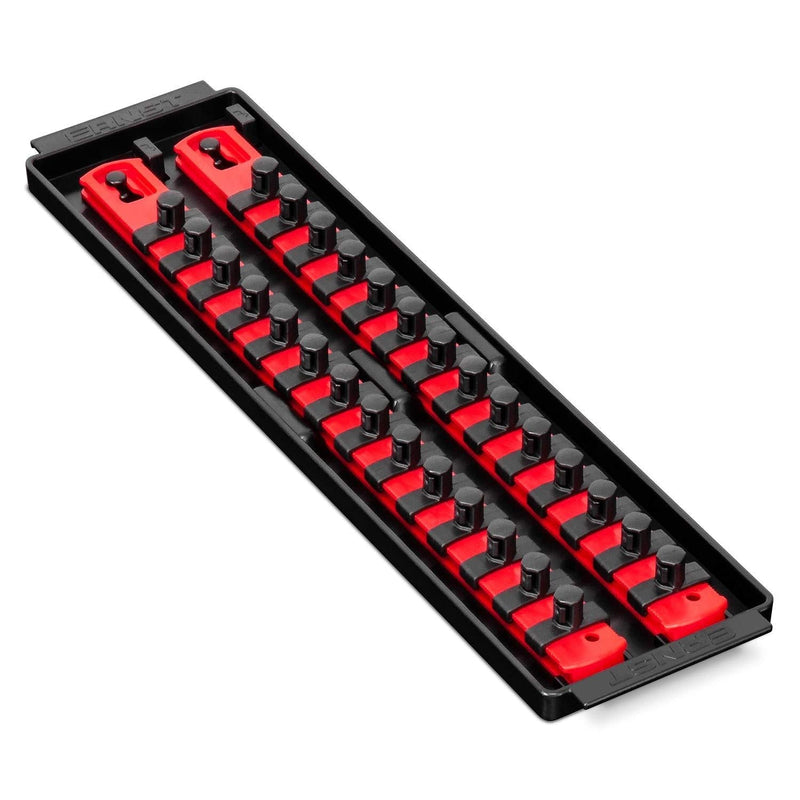 Ernst Manufacturing Socket Boss 2-Rail 3/8-Inch-Drive Socket Organizer, 13-Inch, Red - 8493 13" 3/8" Drive - NewNest Australia