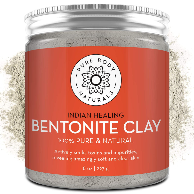 Pure Bentonite Powder for DIY Detox Bath & Facial Mask, Pure Indian Healing Clay for Burns, Mastitis, Inflamed or Chapped Skin (8.0 oz) - Pure Body Naturals - NewNest Australia