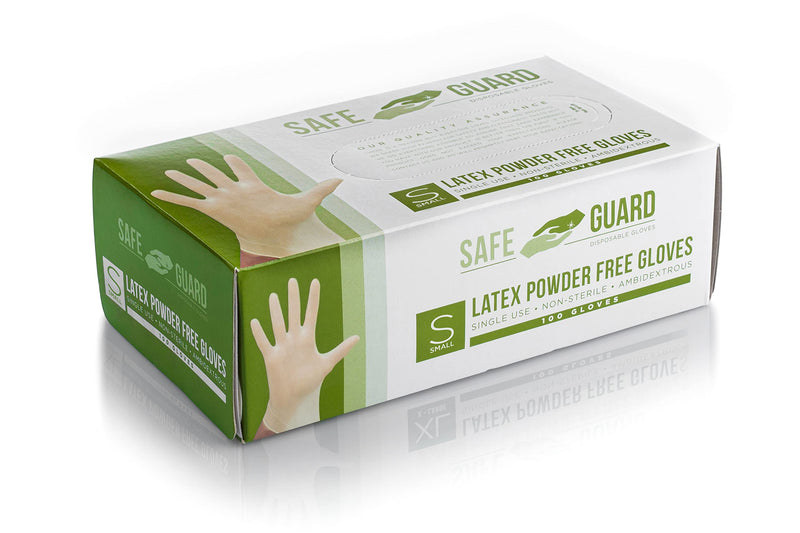 SAFEGUARD Latex Powder Free Gloves, Small, 100 Count Small (Pack of 100) - NewNest Australia
