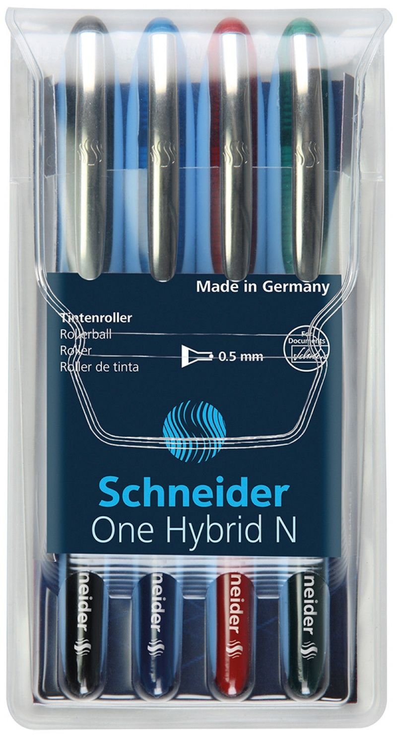 Pióro kulkowe Schneider One Hybrid N 0,5 mm 4 sztuki w etui Mix kolorów Pack of 4 0,5 mm Strichstärke Assorted Colours - NewNest Australia