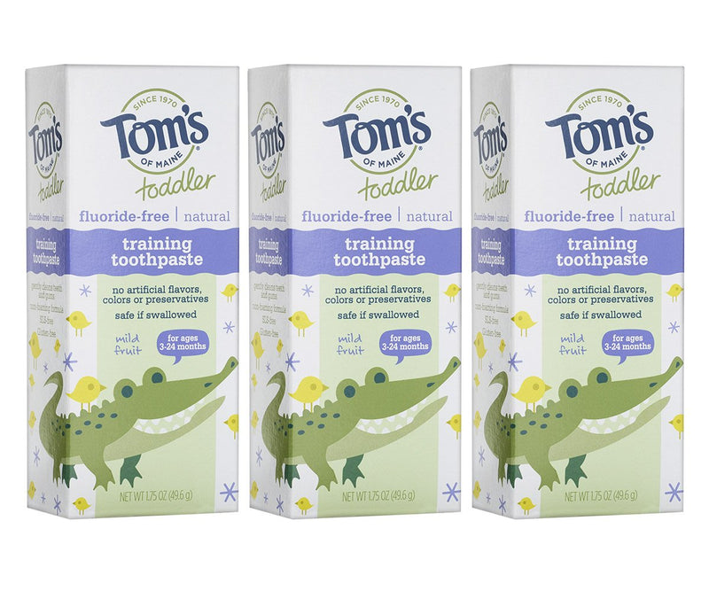 Tom's of Maine Fluoride-Free Toddler Training Toothpaste, Mild Fruit, 1.75 oz. 3-Pack 1.75 Ounce, 3 Pack - NewNest Australia