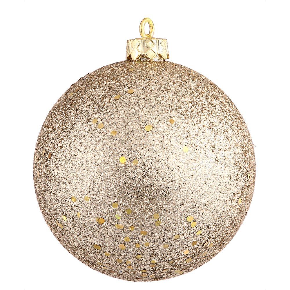 NewNest Australia - Vickerman Drilled Sequin Ball Ornaments, 6-Inch, Champagne, 4-Pack 