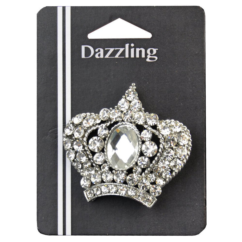 Belagio Enterprises 2-inch Rhinestone Crown Brooch 1 Piece, Silver/Crystal - NewNest Australia