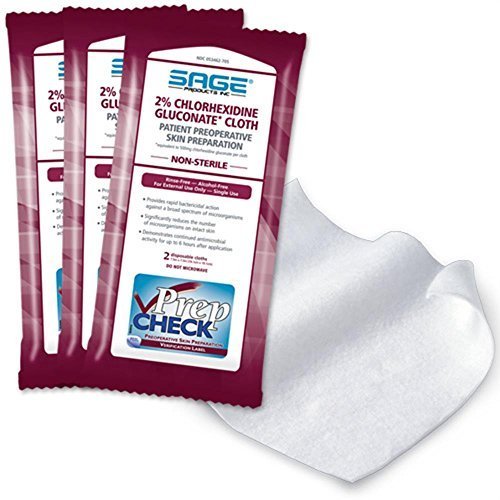 Sage 2% Chlorhexidine Gluconate (CHG) Cloths - Each (1 package of 3) - NewNest Australia