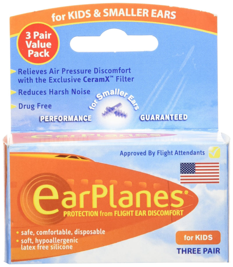 Original Children's EarPlanes by Cirrus Healthcare Ear Plugs Airplane Travel Ear Protection 3 Pair BONUS VALUE PACK - NewNest Australia