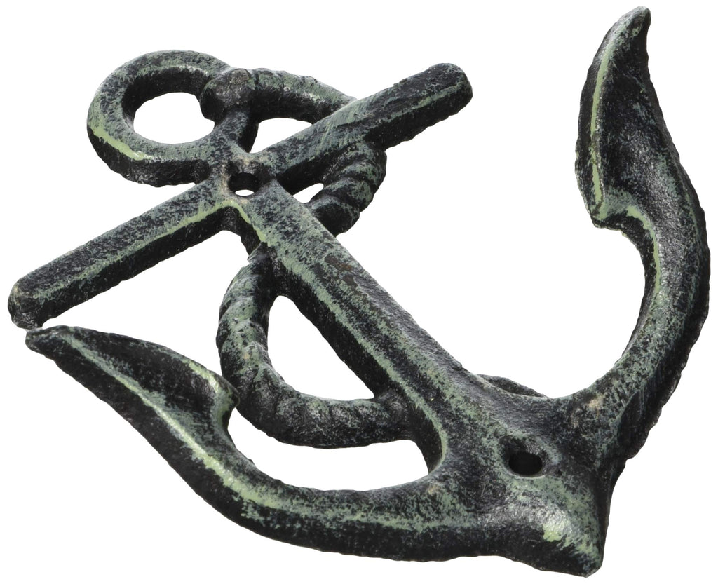 NewNest Australia - Nautical Sea Anchors Heavy Duty Wall Hooks - Set of 3 - Antique Weathered Verdigris Green Finish 