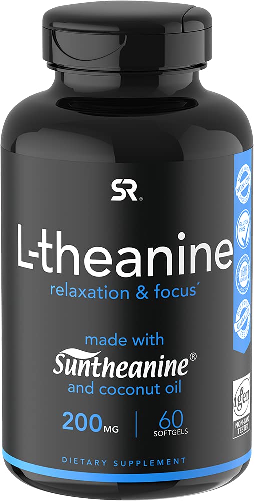Suntheanine® L-Theanine 200mg (Double-Strength) in Cold-Pressed Organic Coconut Oil; Non-GMO & Gluten Free - 60 Liquid Softgels - NewNest Australia