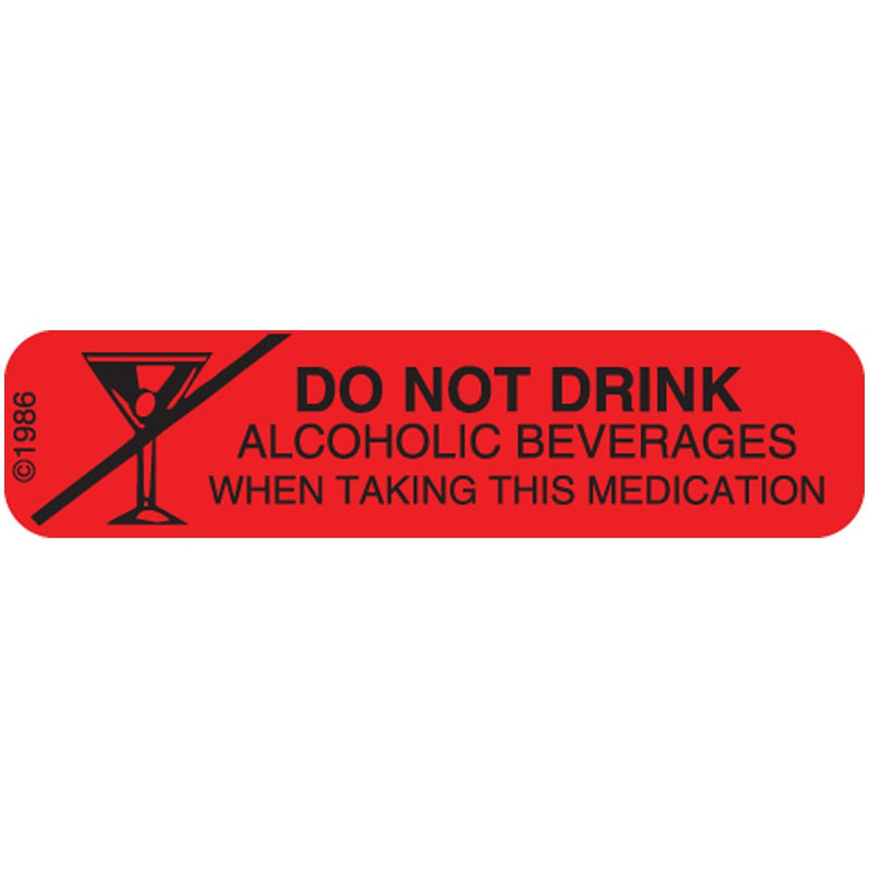 PHARMEX 8-X Permanent Paper Label,"NO Alcohol While", 1 9/16" x 3/8", Red (500 per Roll, 2 Rolls per Box) - NewNest Australia