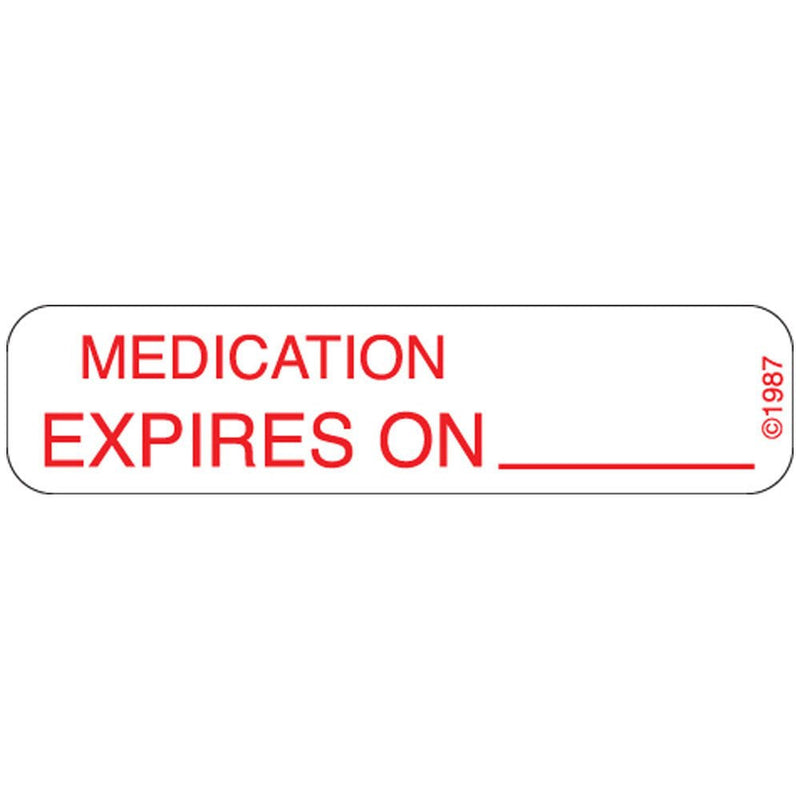 PHARMEX 1-590 Permanent Paper Label,"Medication Expires", 1 9/16" x 3/8", White (500 per Roll, 2 Rolls per Box) - NewNest Australia