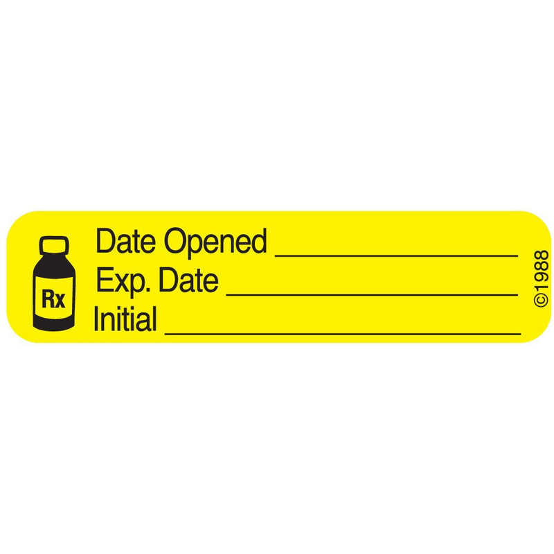 PHARMEX 1-369 Permanent Paper Label,"Date Opened", 1 9/16" x 3/8", Yellow (500 per Roll, 2 Rolls per Box) - NewNest Australia
