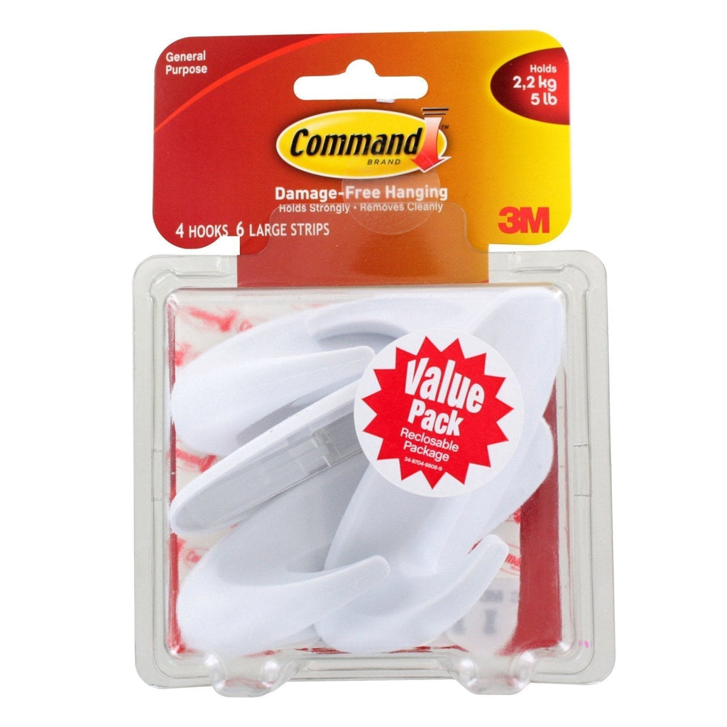 NewNest Australia - 3M Command Large Plastic Hook 4 pk 