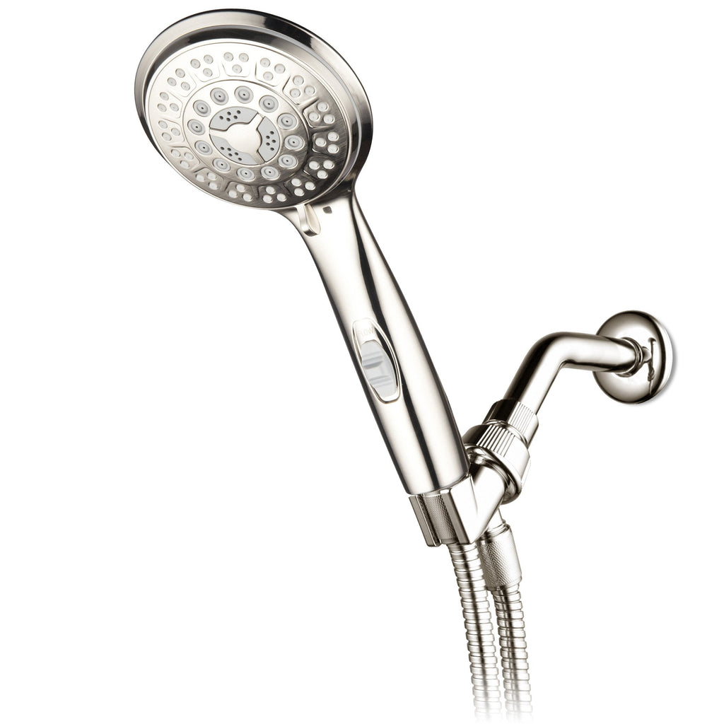 HotelSpa 9-Setting Luxury Brushed Nickel Hand Shower with Patented On/Off Pause Switch - NewNest Australia