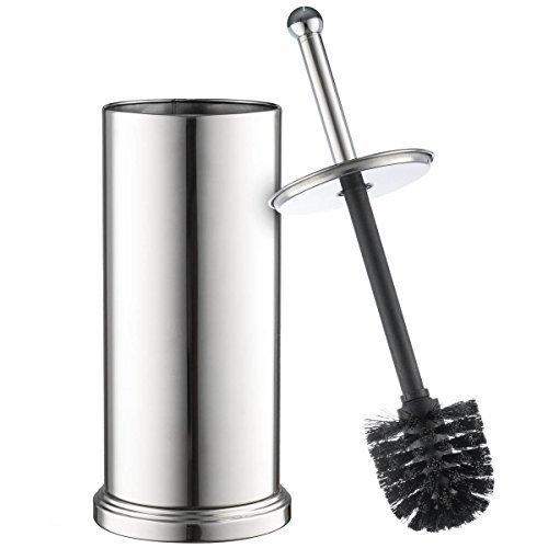 Home-it Toilet Brush Set Chrome Toilet Brush for Tall Toilet Bowl and Toilet Brush Holder with Lid Great Toilet Bowl Cleaner - NewNest Australia