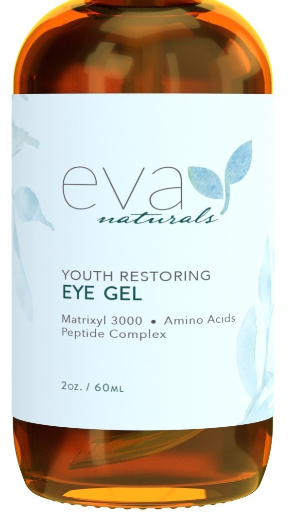 Eva Naturals Anti-Aging Eye Gel - Luxurious Hydrating Under Eye Cream For Dark Circles and Puffiness, Bags, Crows Feet, Wrinkles - With Hyaluronic Acid & Skin-Firming Peptides Eye Repair Serum (2 oz.) - NewNest Australia