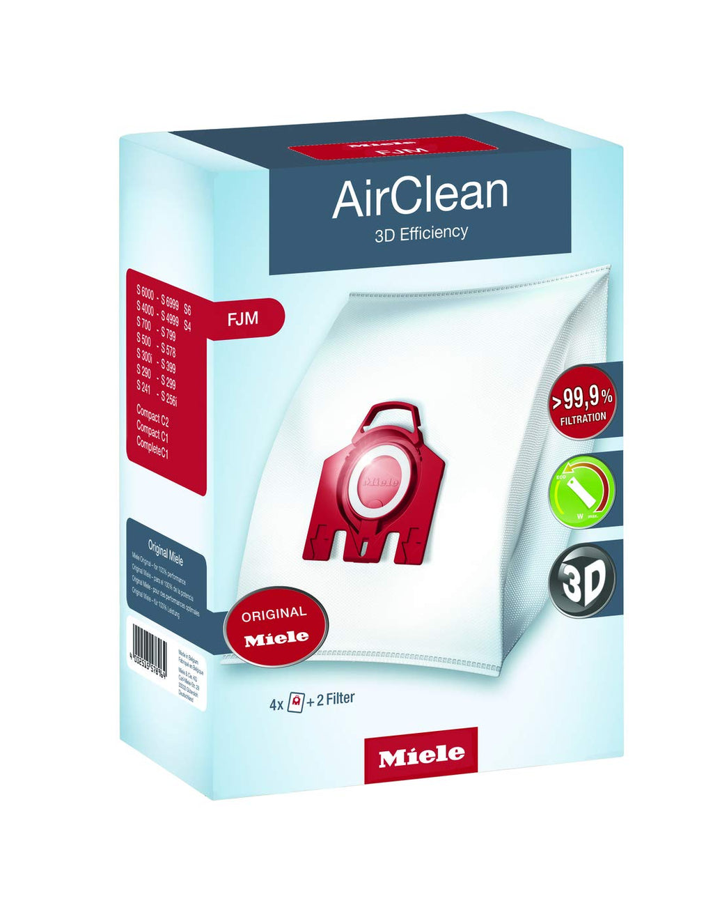 Miele AirClean 3D Efficiency Dust Bag, Type FJM, 4 Bags & 2 Filters 1-Pack - NewNest Australia