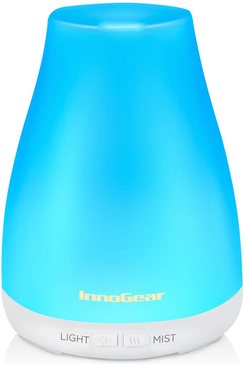 InnoGear Essential Oil Diffuser, Upgraded Diffusers for Essential Oils Aromatherapy Diffuser Cool Mist Humidifier with 7 Colors Lights 2 Mist Mode Waterless Auto Off for Home Office Room, Basic White - NewNest Australia