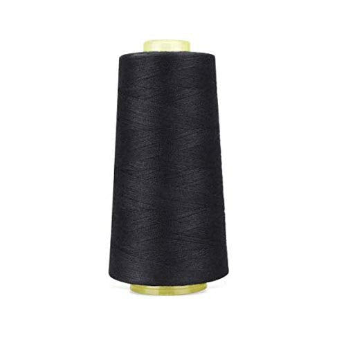 6000 Yards Black Sewing Thread All Purpose 100% Spun Polyester Spools Overlock Cone (Upholstery, Canvas, Drapery, Beading, Quilting) - NewNest Australia