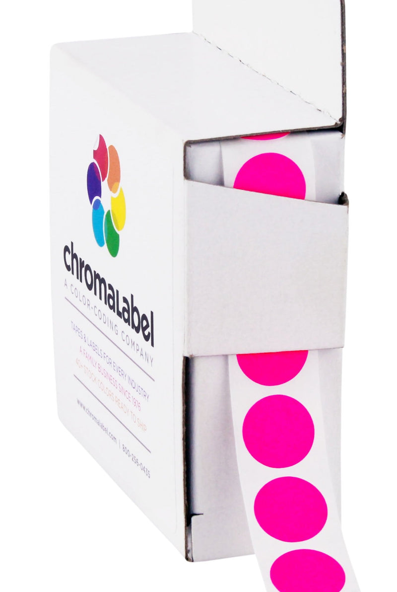 ChromaLabel 0.50 Inch Round Label Permanent Color Code Dot Stickers, 1000 Labels per Dispenser Box, Fluorescent Pink - NewNest Australia
