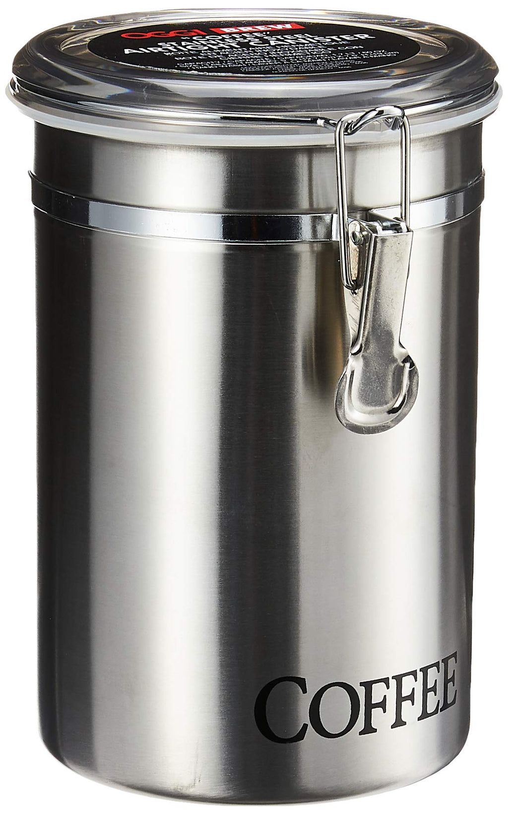 NewNest Australia - Oggi 60-Ounce Brushed Stainless Steel "Coffee" Airtight Canister with Acrylic Lid Coffee 
