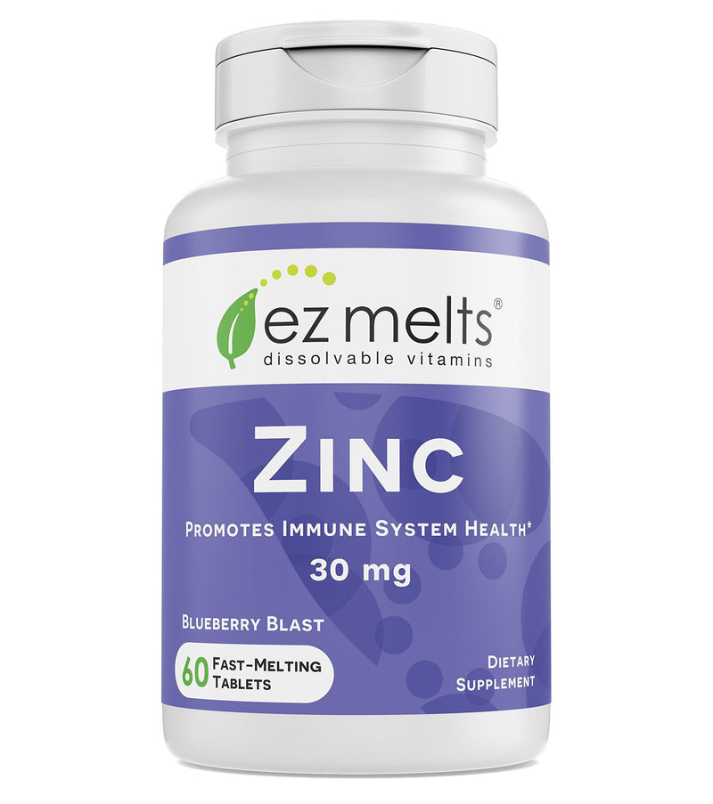 EZ Melts Zinc for Immune Support, 30 mg, Sublingual Vitamins, Vegan, Zero Sugar, Natural Blueberry Flavor, 60 Fast Dissolve Tablets - NewNest Australia
