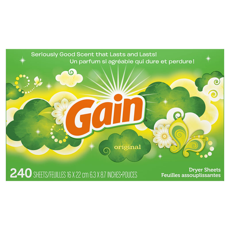 Gain Dryer Sheets Laundry Fabric Softener, Original Scent, 240 Count 240 Count (Pack of 1) - NewNest Australia