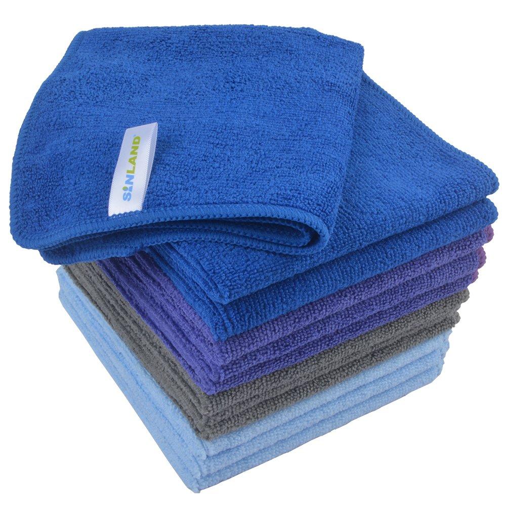 NewNest Australia - Sinland Absorbent Microfiber Dish Cloth Kitchen Streak Free Cleaning Cloth Dish Rags Lens Cloths 12inchx12inch 12 Pack 4 Colors Assorted 