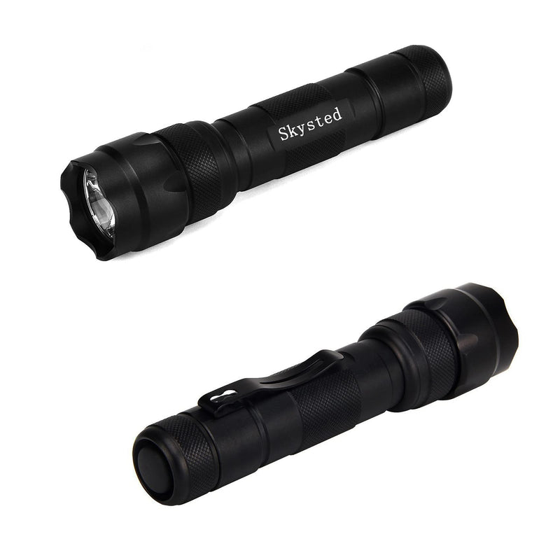 Skysted WF-502B Single Mode Tactical Flashlight with Clip,Ultra Bright 1200 Lumens Cree XM-L2 U3 1A LED,Waterproof Handheld Torch Support 18650 CR123A Battery,for Camping Hiking Emergency(Black) Black - NewNest Australia