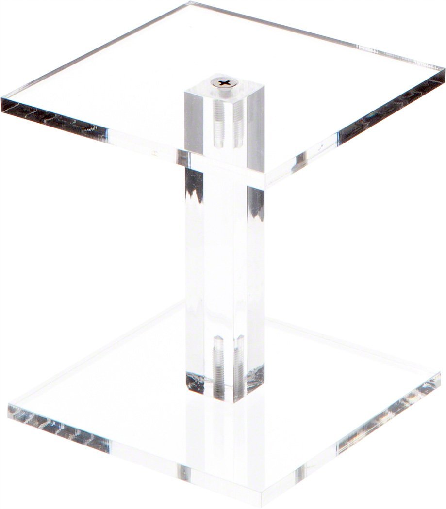 NewNest Australia - Plymor Clear Acrylic Square Barbell Pedestal Display Riser 4.5 inches (Height) x 4 inches (Width) x 4 inches (Depth) (1/4 inches Thick) 1 4.5" x 4" x 4" 