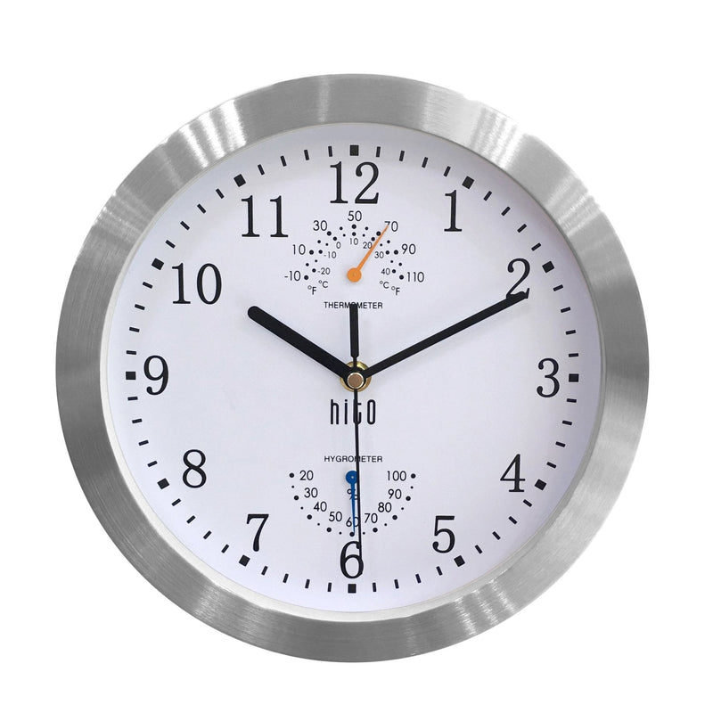 NewNest Australia - hito Modern Silent Wall Clock Non ticking 10 inch Excellent Accurate Sweep Movement Silver Aluminum Frame Glass Cover, Decorative for Kitchen, Living Room, Bedroom, Bathroom, Bedroom, Office (White) White 