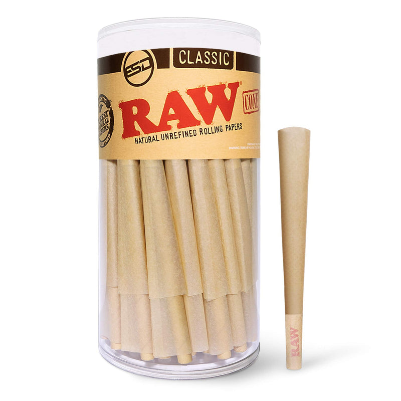 RAW Cones Classic King Size | 100 Pack | Natural Pre Rolled Paper with Tips and Packing Sticks Included - NewNest Australia