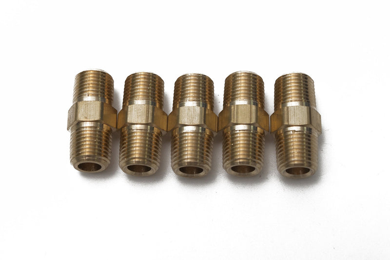 LTWFITTING Brass Pipe Hex Nipple Fitting 1/8 x 1/8 Inch Male Pipe NPT MNPT MPT Air Fuel Water(Pack of 5) - NewNest Australia