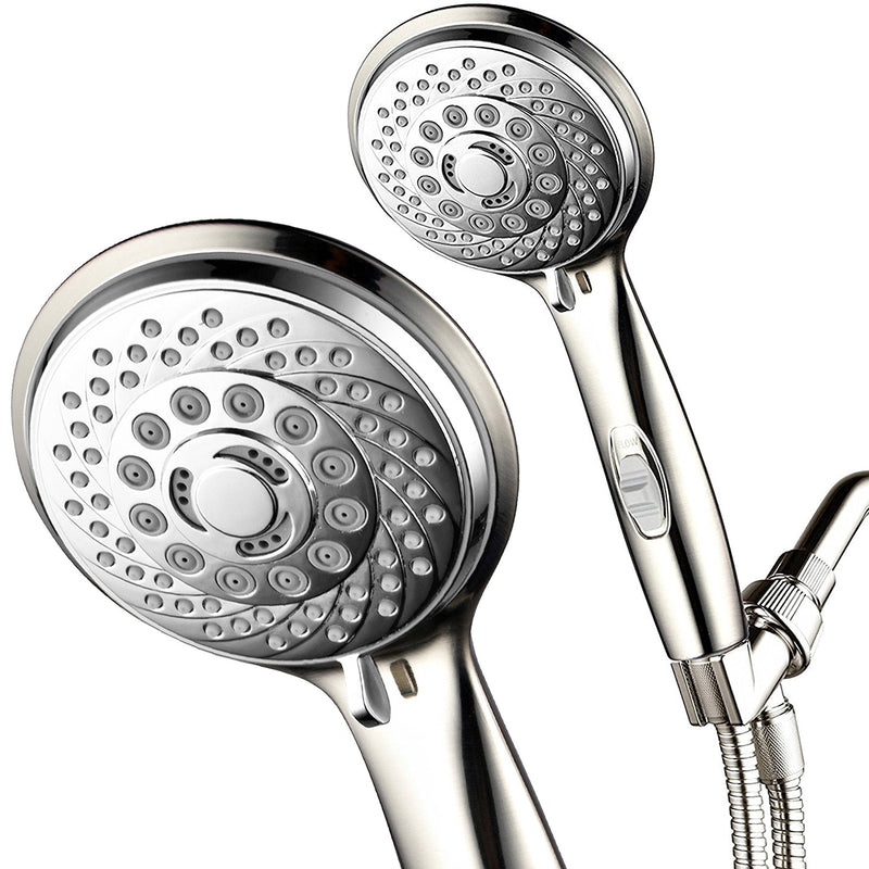 HotelSpa 7-Setting Ultra-Luxury Handheld Shower-Head with Patented On/Off Pause Switch (Brushed Nickel/Chrome) Brushed Nickel / Chrome - NewNest Australia