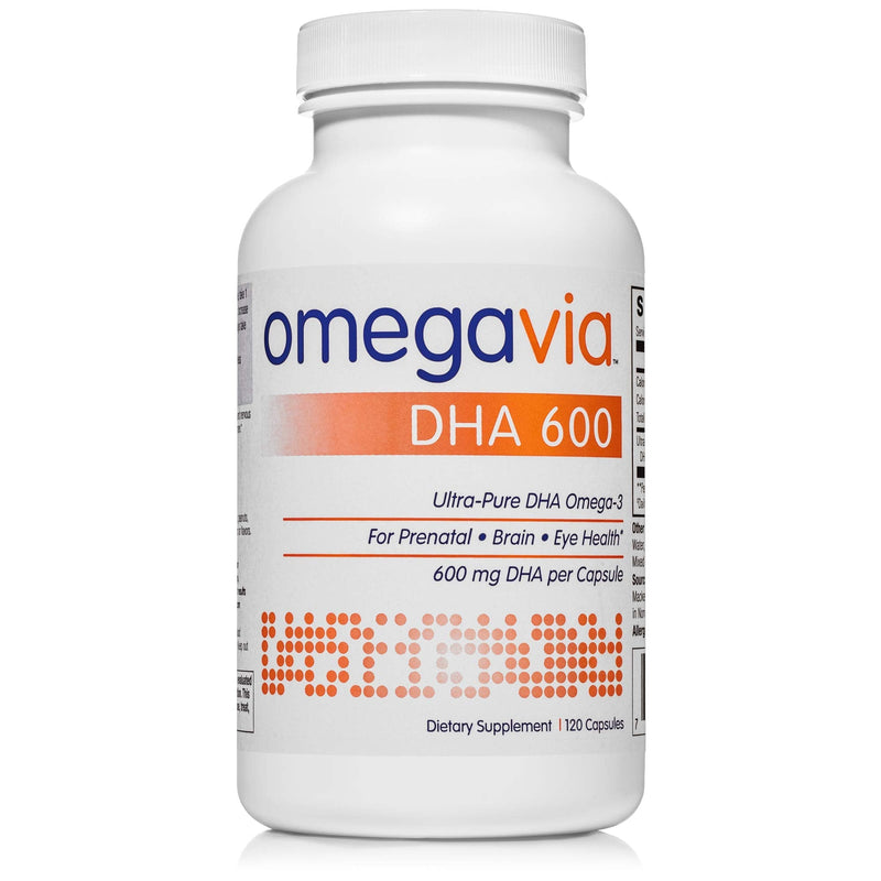 OmegaVia DHA 600 mg - Ultra-Pure DHA Supplements, Omega-3 for Brain & Eyes - Prenatal DHA Omega 3 Nutrient for Prenatal, Pregnant, and Nursing Women - Burpless, IFOS Tested for Mercury - 120 Capsules - NewNest Australia