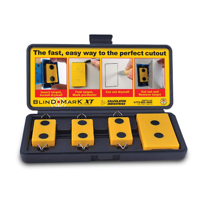 Calculated Industries 8105 Blind Mark Drywall Electrical Box Cutout Tool – Powerful Rare-Earth Magnetic Targets (3) and Locator Kit 3 Targets + Case - NewNest Australia