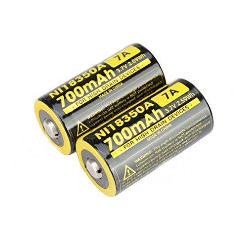 NEW 2x Nitecore IMR 18350 NI18350A 700mAh 7A 3.7V Button Top Rechargeable Battery - NewNest Australia