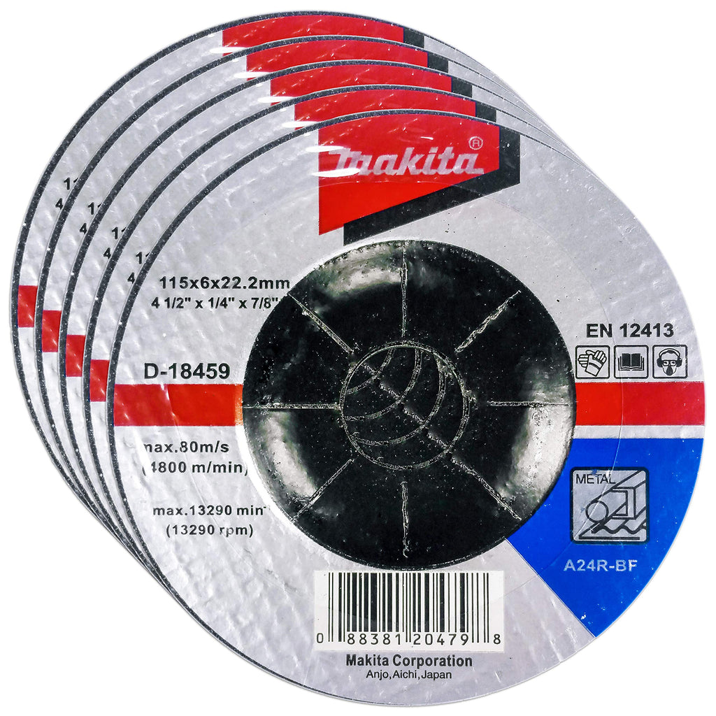 Makita 5 Pack - 4.5" Grinding Wheel For Grinders - Aggressive Grinding For Metal - 4-1/2 x 1/4 x 7/8-Inch - NewNest Australia