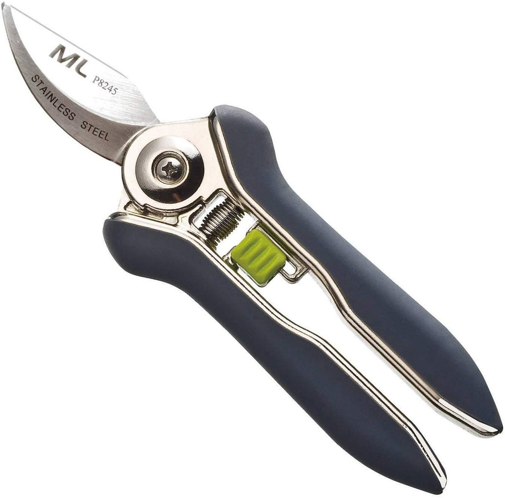 MLTOOLS Bypass Pruning Shears Compact Heavy Duty & Ultra Sharp for Gardening – 6.7 Inch Stainless-Steel Garden Shears – for Both Left & Right Handers – Ergonomic Trimming Shears – P8245 6.7 inch - Sap Groove Blade - NewNest Australia