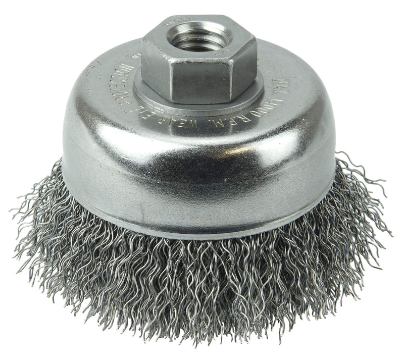 Weiler 13244 3" Crimped Wire Cup Brush, 0.014" Steel Fill, 1/2"-13 UNC Nut, Made in The USA - NewNest Australia