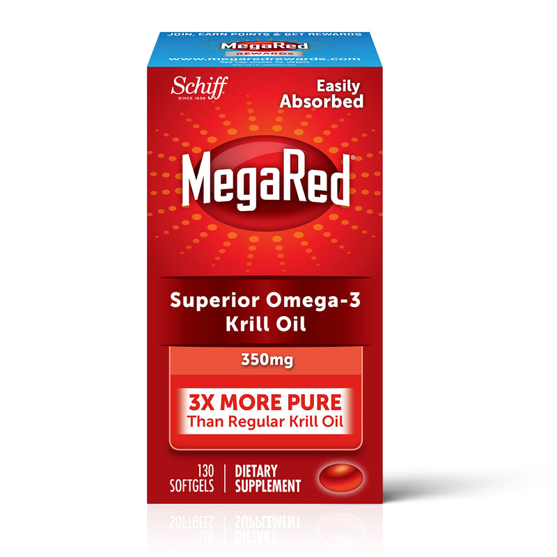 Antarctic Krill Oil 350mg Omega 3 Fatty Acid Supplement, MegaRed EPA & DHA Krill Oil Softgels (130cnt box), Phopholipids, Antioxidant Astaxanthin, Heart Health Supplement With No Fish Oil Aftertaste 350mg 130ct - NewNest Australia